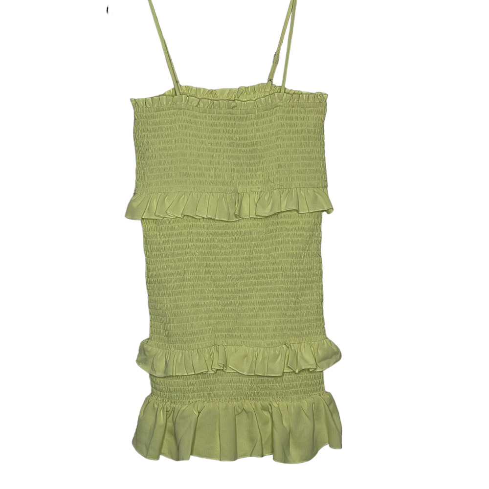 Forever 21 Womens Tube Top Dress Tiered Size Medium Yellow Stretch Blend‎ New